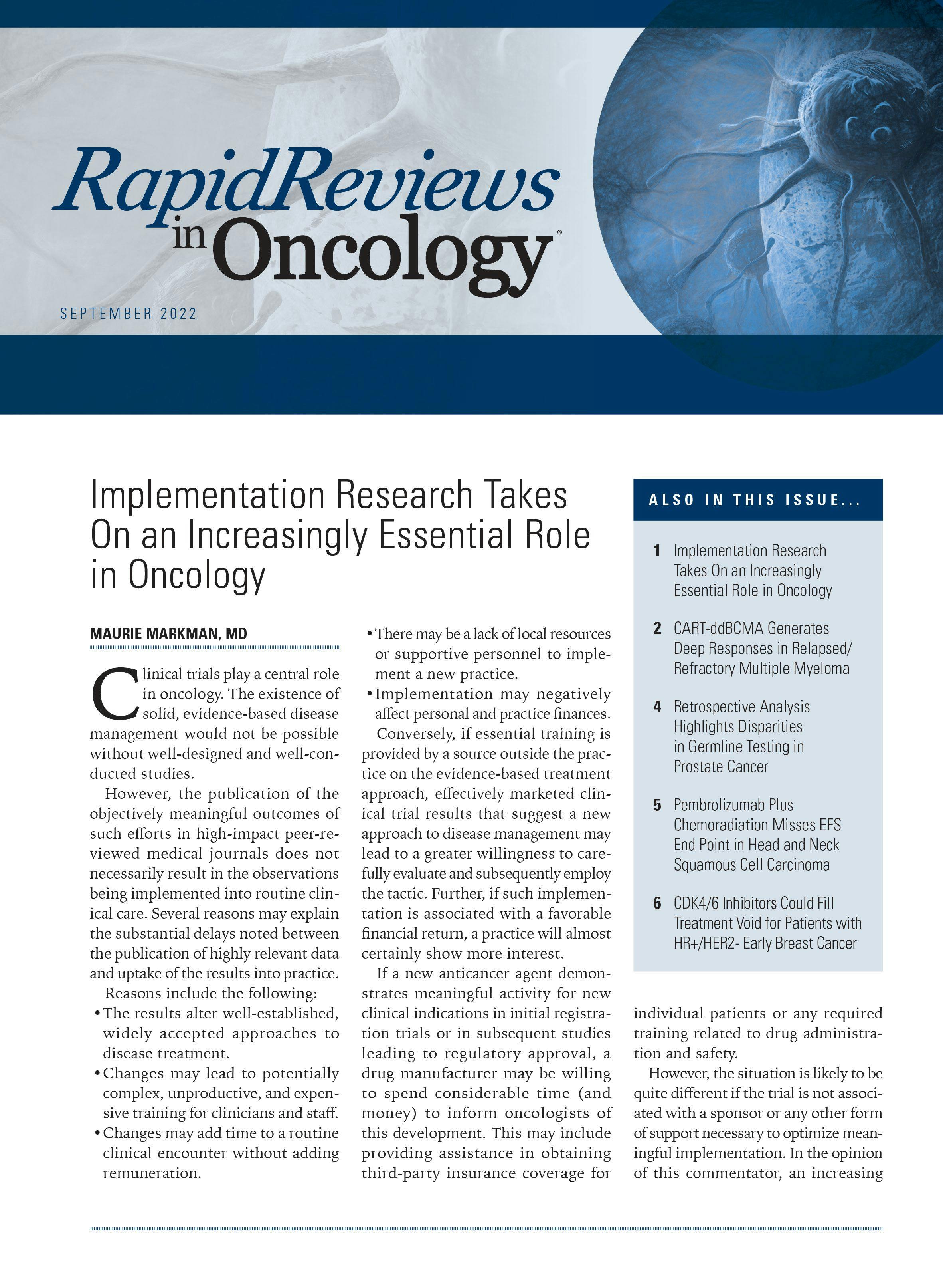 Rapid Reviews in Oncology®: September 2022