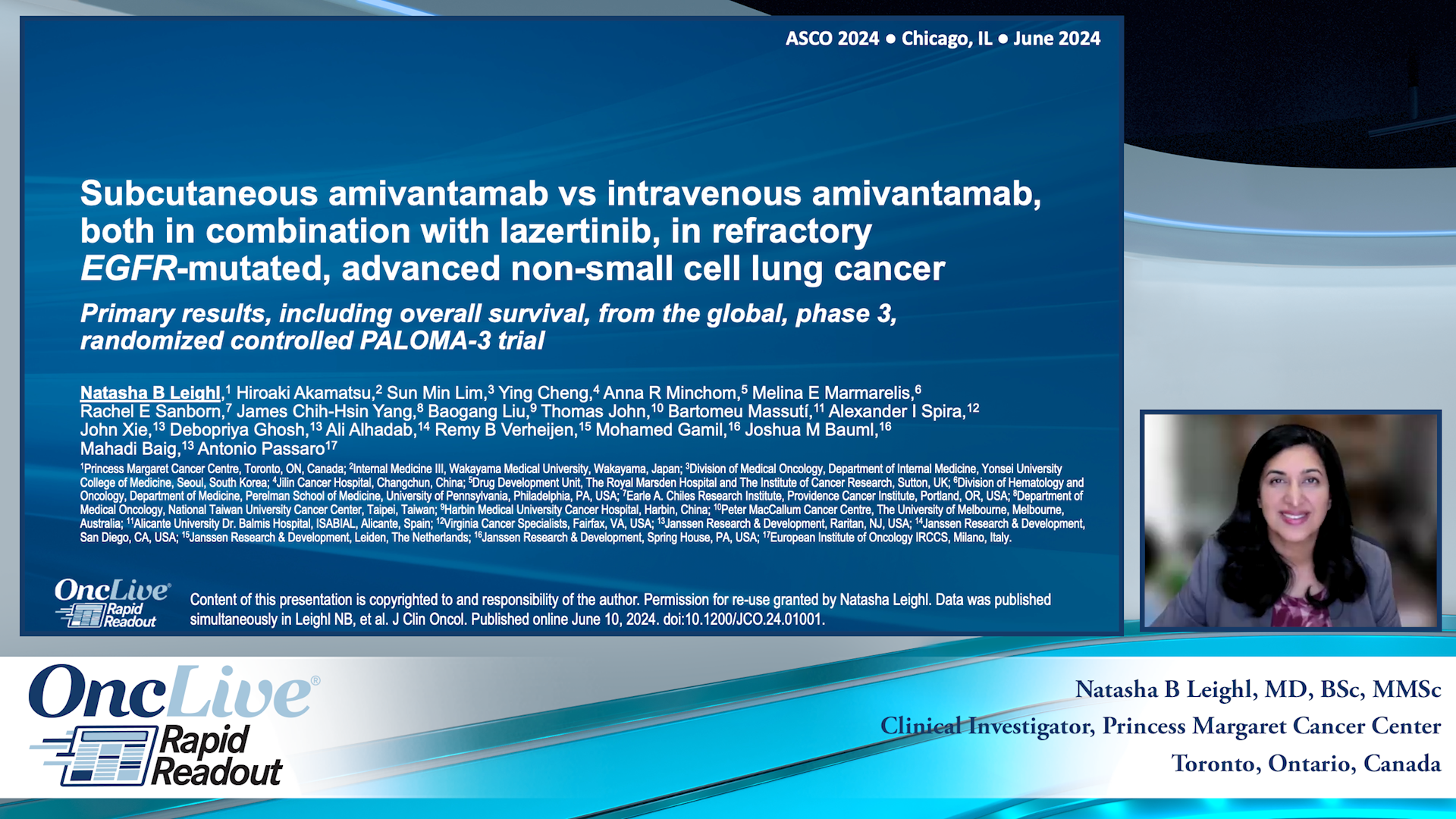  Subcutaneous amivantamab vs intravenous amivantamab, both in combination with lazertinib, in refractory EGFR-mutated, advanced non-small cell lung cancer (NSCLC): Primary results, including overall survival (OS), from the global, phase 3, randomized controlled PALOMA-3 trial