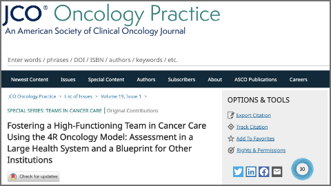 Fostering a High-Functioning Team in Cancer Care Using the 4R Oncology Model