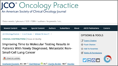 Improving Time to Molecular Testing Results in Patients With Newly Diagnosed, Metastatic Non–Small Cell Lung Cancer