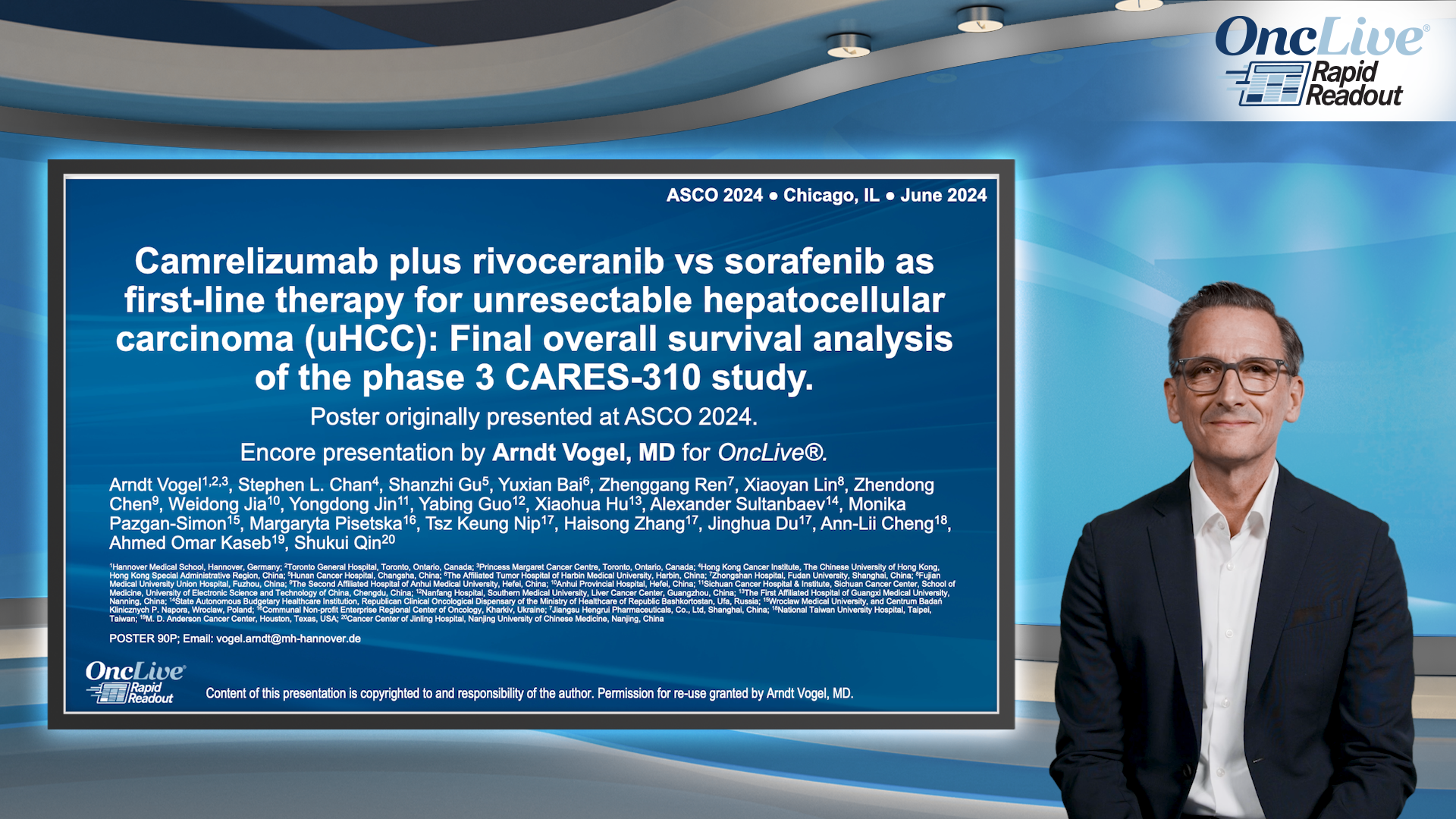 Camrelizumab plus rivoceranib vs sorafenib as first-line therapy for unresectable hepatocellular carcinoma (uHCC): Final overall survival analysis of the phase 3 CARES-310 study