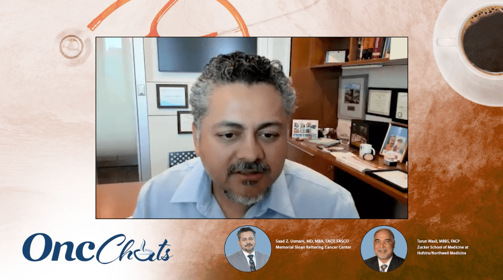 In this episode of OncChats: Optimizing the Use of Bispecific Antibodies in Myeloma and Beyond, Drs Usmani and Wasil discuss bispecific T-cell engagers, highlighting their effectiveness in treating hematologic malignancies like multiple myeloma, their potential use in solid tumors, and the importance of managing unique adverse effects, such as cytokine release syndrome and infection risks.