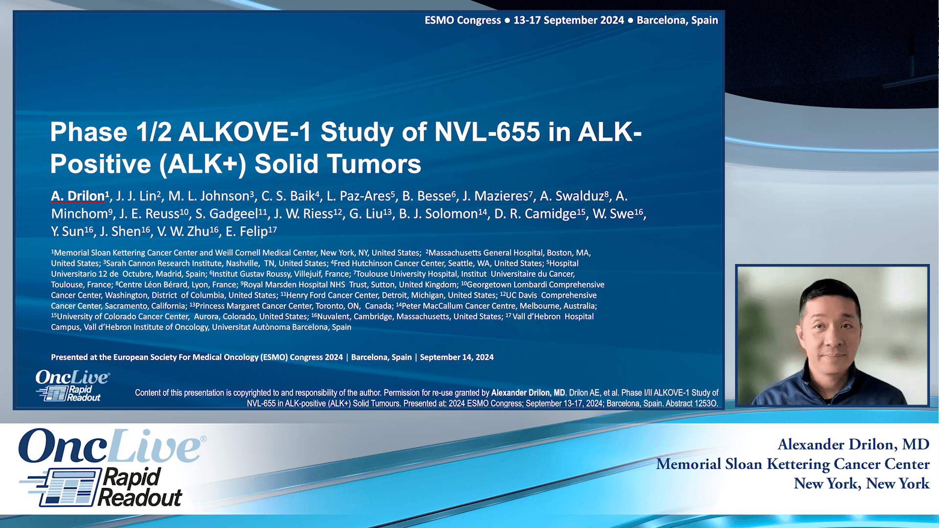 Phase 1/2 ALKOVE-1 study of NVL-655 in ALK-positive (ALK+) solid tumors