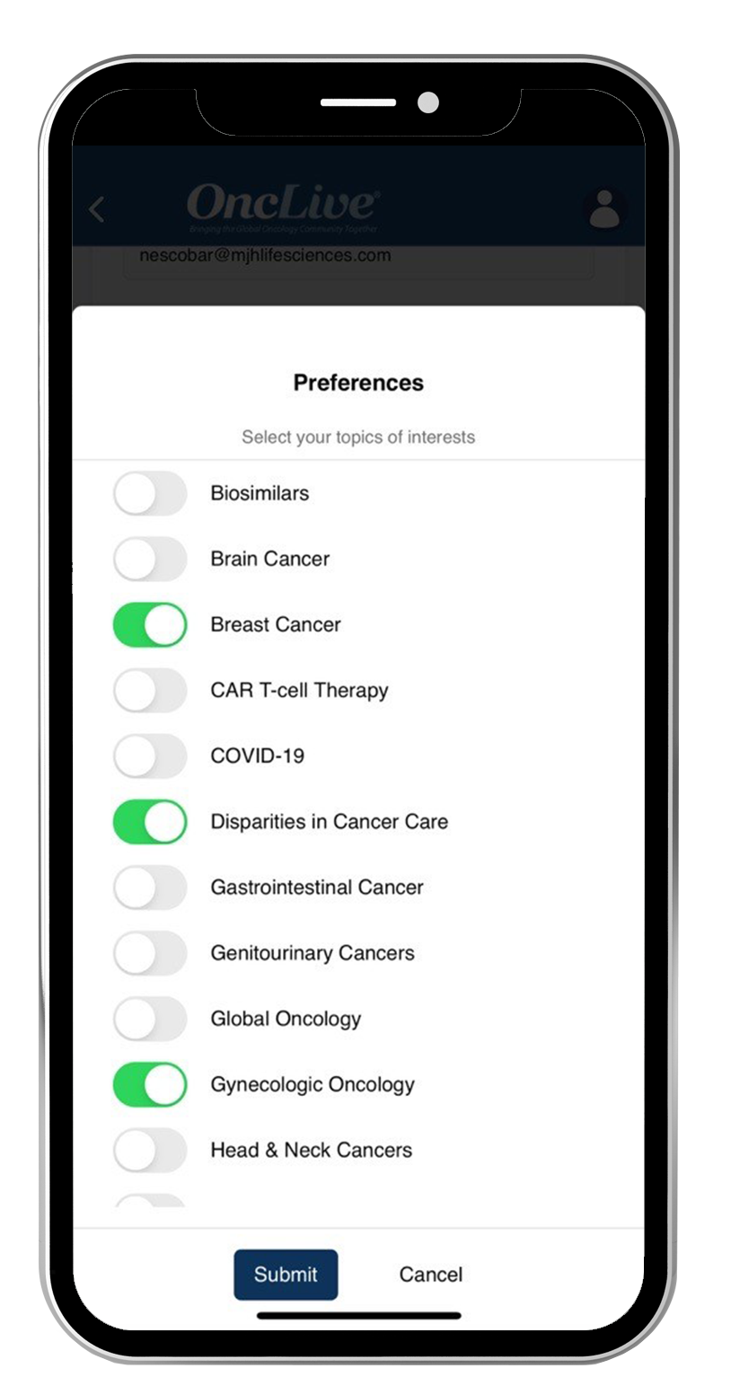 OncLive App on Mobile Phone